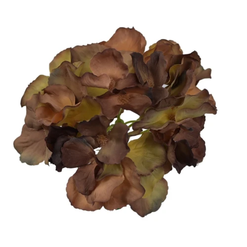 Sztuczna hortensja w kolorze brązowym 19 cm