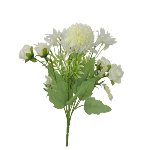 Sztuczny bukiecik mix z goździkiem w kolorze kremowym 32 cm