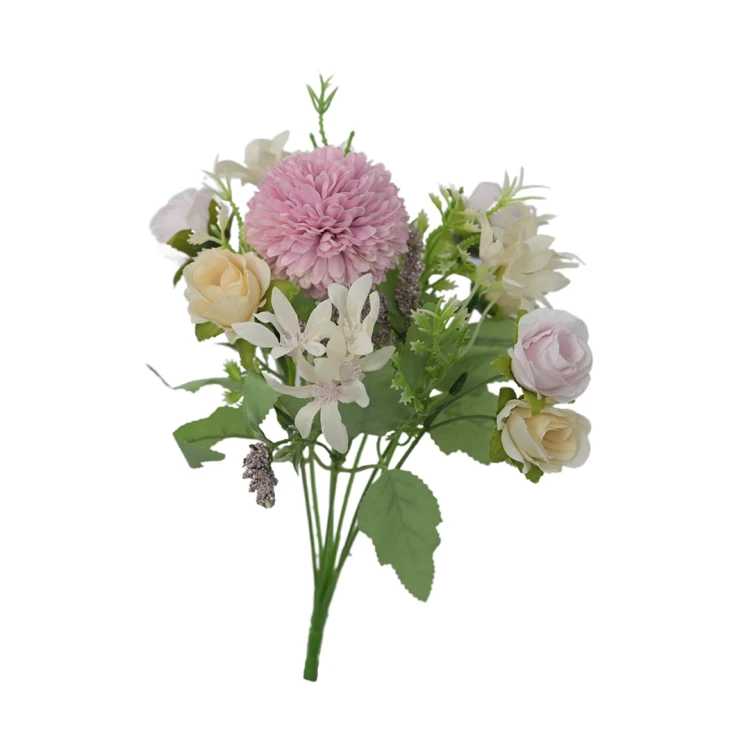 Sztuczny bukiecik mix z goździkiem w kolorze różowo/fioletowym 32 cm