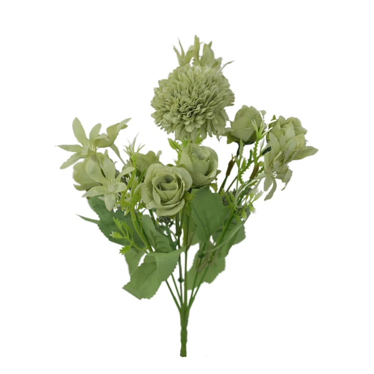 Sztuczny bukiecik mix z goździkiem w kolorze zielonym 32 cm