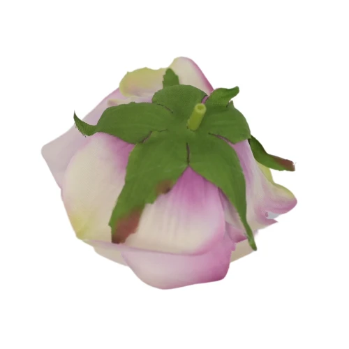 Sztuczna róża z listkiem w kolorze pudrowo/fioletowo/zielonym 10 cm