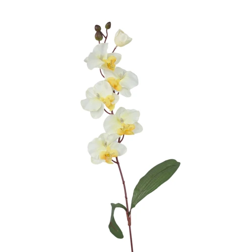 Sztuczny storczyk pojedynczy z żółtym środkiem 77 cm