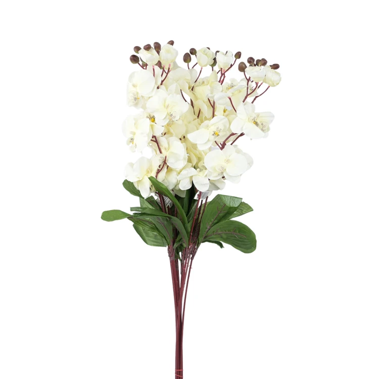 Sztuczny storczyk pojedynczy w kolorze jasno kremowym 77 cm