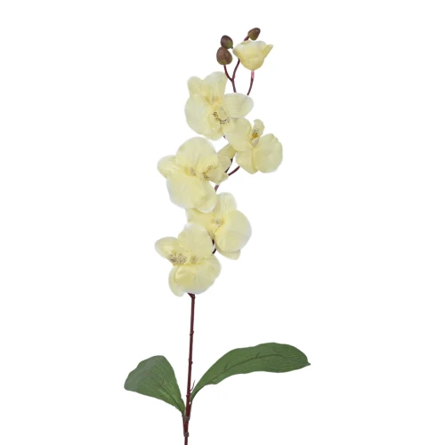 Sztuczny storczyk pojedynczy w kolorze jasno żółtym 77 cm