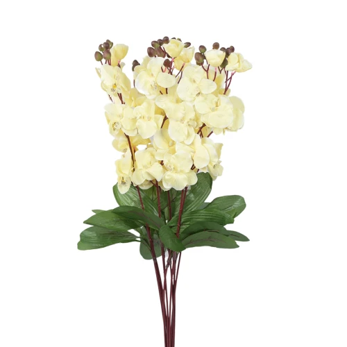 Sztuczny storczyk pojedynczy w kolorze jasno żółtym 77 cm