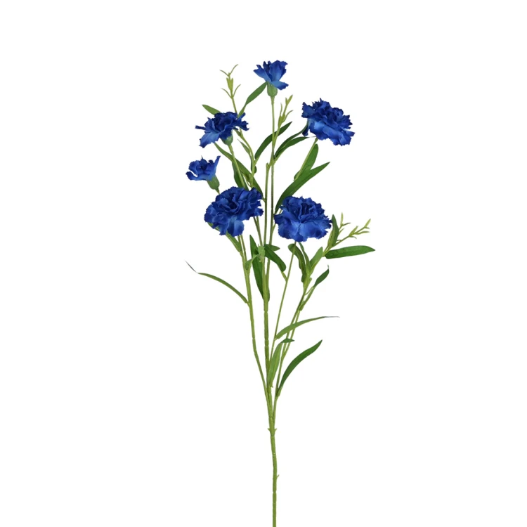 Sztuczny drobny gałązkowy goździk x6 w kolorze niebieskim 72 cm