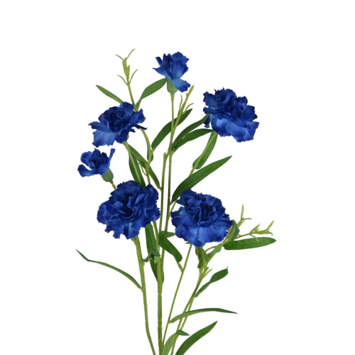 Sztuczny drobny gałązkowy goździk x6 w kolorze niebieskim 72 cm