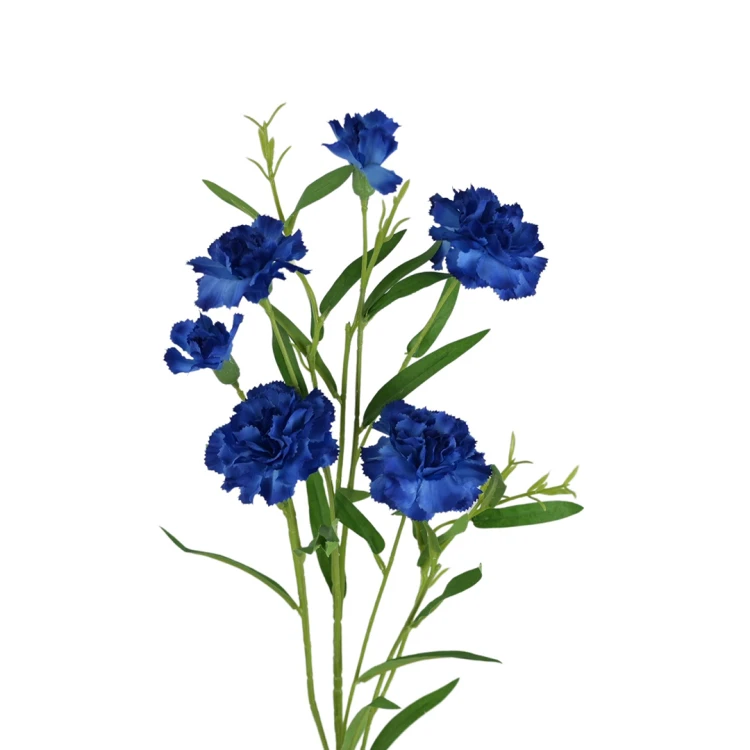 Sztuczny drobny gałązkowy goździk x6 w kolorze niebieskim 72 cm