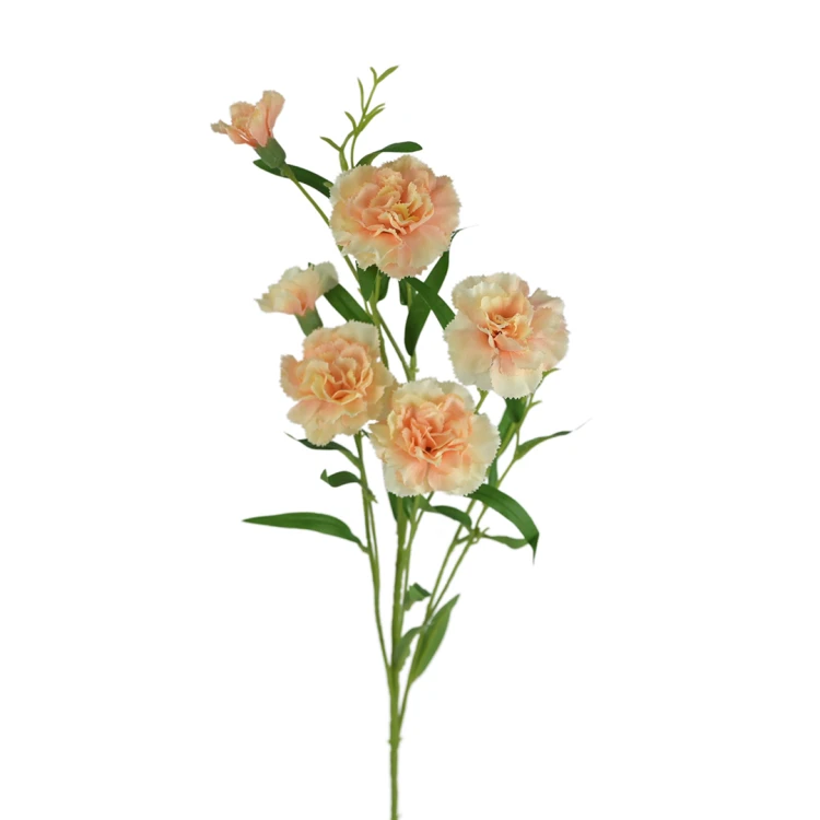 Sztuczny drobny gałązkowy goździk x6 w kolorze brzoskwiniowym 72 cm