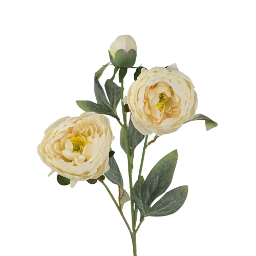Sztuczna piwonia x3 w kolorze kremowym 70 cm