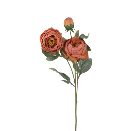 Sztuczna piwonia x3 w kolorze pomarańczowym 70 cm