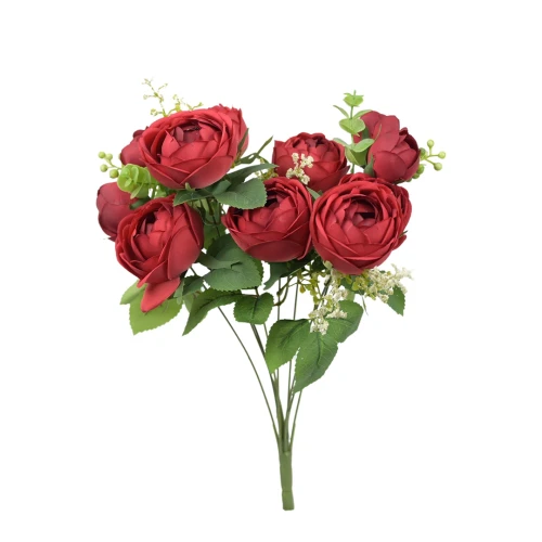 Sztuczny bukiet kamelki x11 w kolorze czerwonym 47 cm