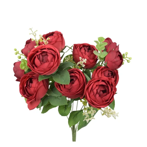 Sztuczny bukiet kamelki x11 w kolorze czerwonym 47 cm