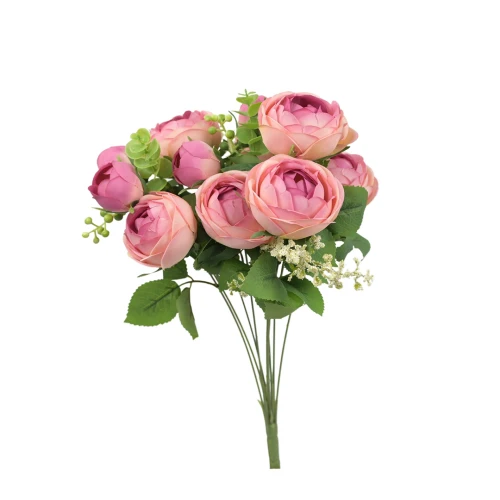 Sztuczny bukiet kamelki x11 w kolorze różowym 47 cm