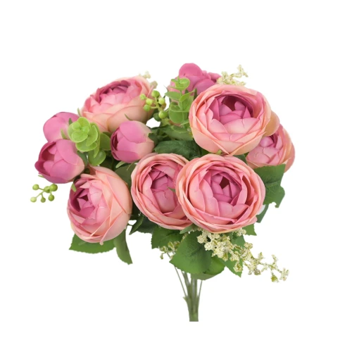 Sztuczny bukiet kamelki x11 w kolorze różowym 47 cm