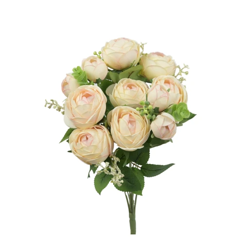 Sztuczny bukiet kamelki x11 w kolorze waniliowym 47 cm