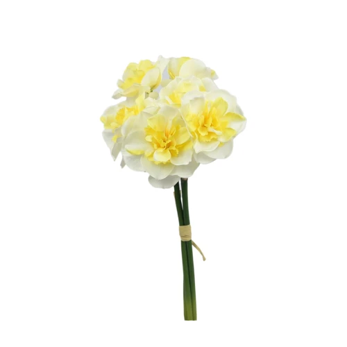 Sztuczna wiązka żonkili w kolorze kremowo-żółtym 37 cm