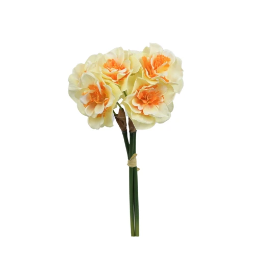 Sztuczna wiązka żonkili w kolorze kremowo-pomarańczowym 37 cm