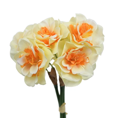 Sztuczna wiązka żonkili w kolorze kremowo-pomarańczowym 37 cm