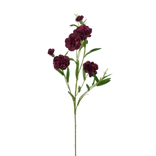 Sztuczny drobny gałązkowy goździk x6 w kolorze bordowym 72 cm