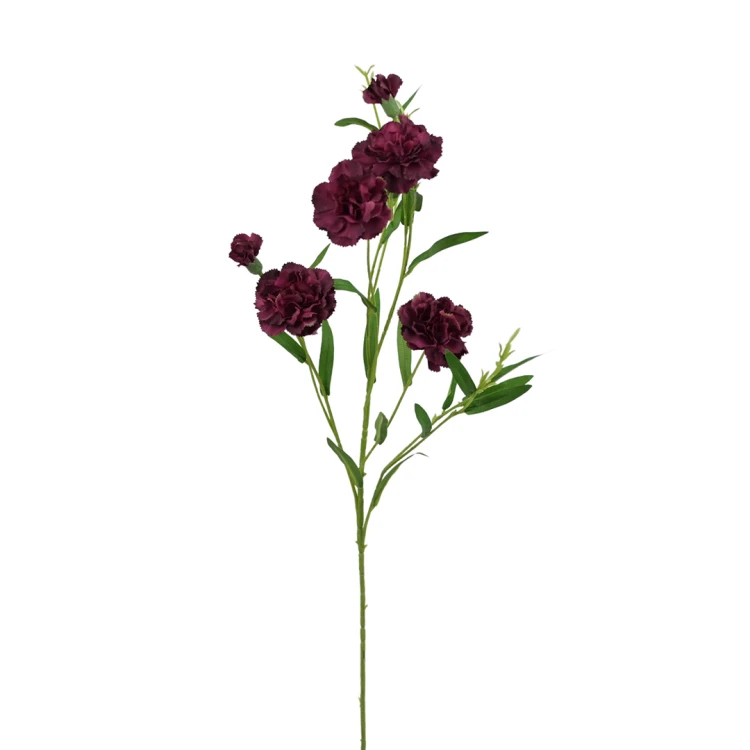 Sztuczny drobny gałązkowy goździk x6 w kolorze bordowym 72 cm