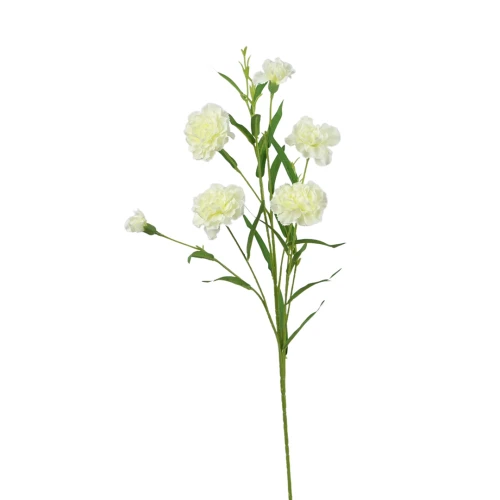 Sztuczny drobny gałązkowy goździk x6 w kolorze białym 72 cm