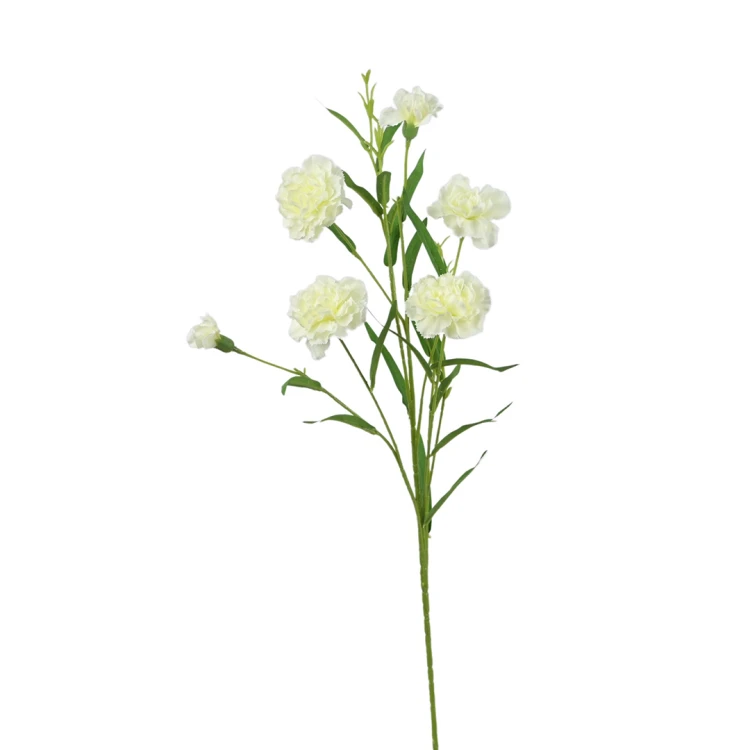 Sztuczny drobny gałązkowy goździk x6 w kolorze białym 72 cm