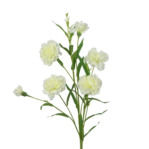 Sztuczny drobny gałązkowy goździk x6 w kolorze białym 72 cm