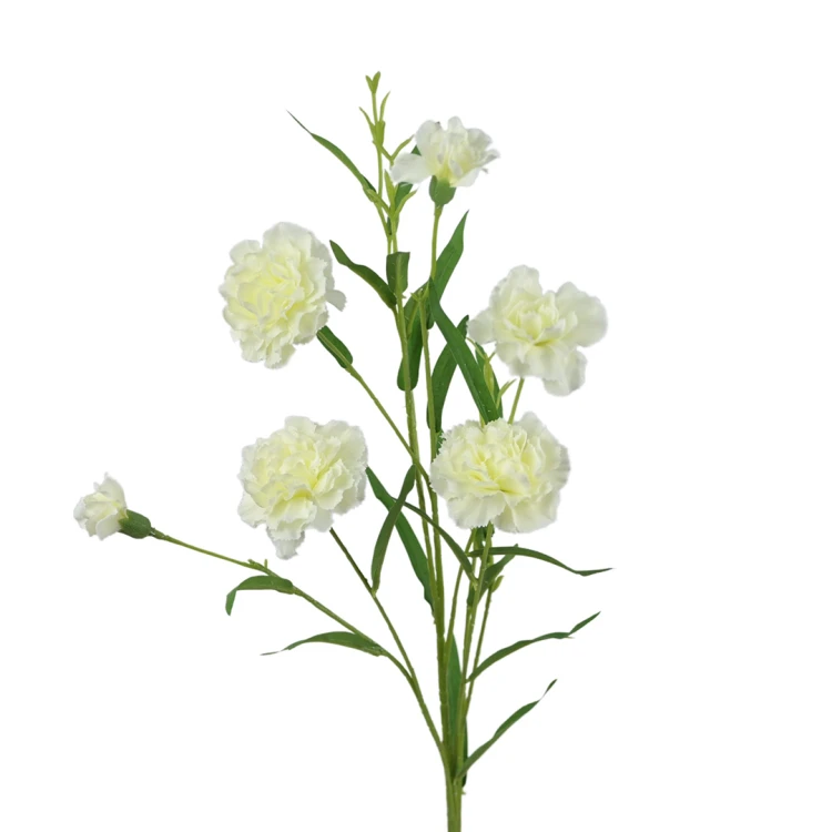 Sztuczny drobny gałązkowy goździk x6 w kolorze białym 72 cm