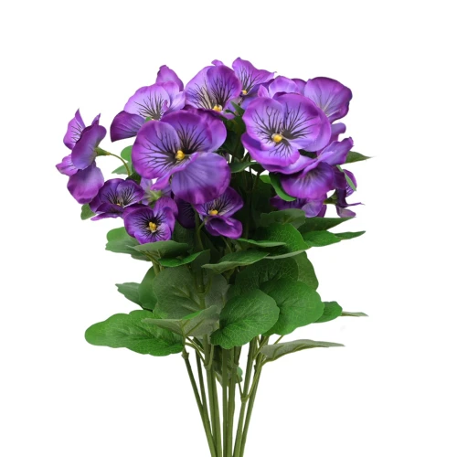 Kwiat sztuczny bratek na piku w kolorze filetowym 34 cm