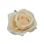 Sztuczna róża z listkiem w kolorze chałwy 10 cm