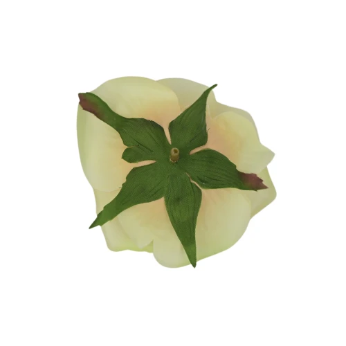 Sztuczna róża z listkiem w kolorze żółtym 10 cm