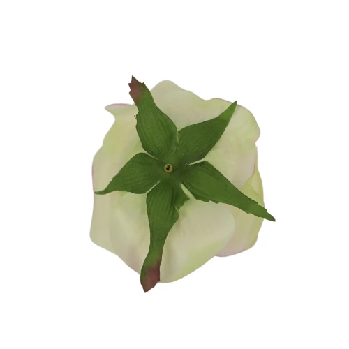 Sztuczna róża z listkiem w kolorze waniliowym budyniu 10 cm