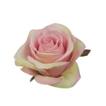 Sztuczna róża z listkiem w kolorze różowym 10 cm