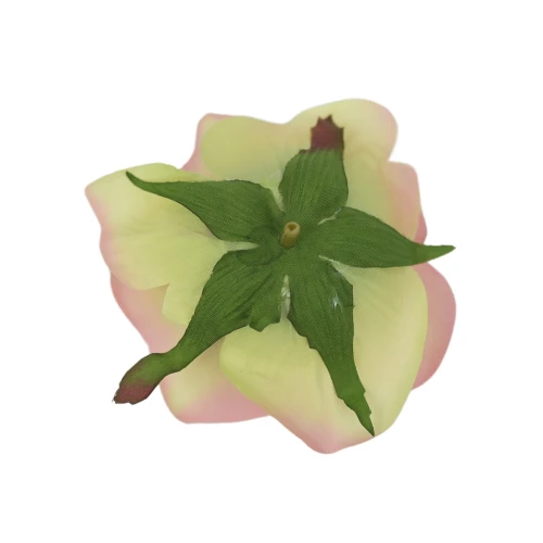 Sztuczna róża z listkiem w kolorze różowym 10 cm