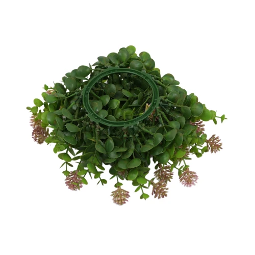 Sztuczny wianek ozdobny w kolorze zielono/różowym 20 cm