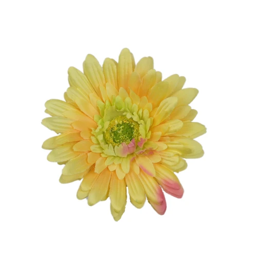 Sztuczna główka gerbery w kolorze żółtym 9 cm