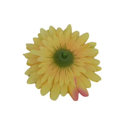 Sztuczna główka gerbery w kolorze żółtym 9 cm