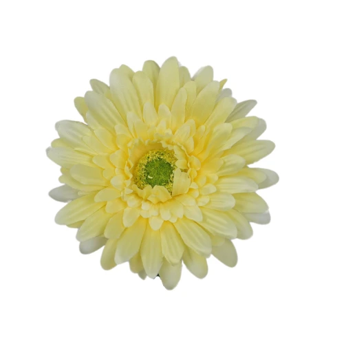 Sztuczna główka gerbery w kolorze jasno żółtym 9 cm