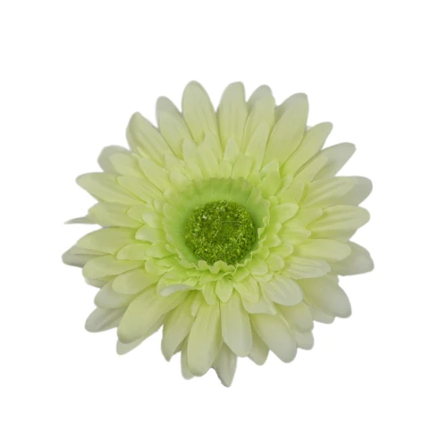 Sztuczna główka gerbery w kolorze jasno zielonym 9 cm