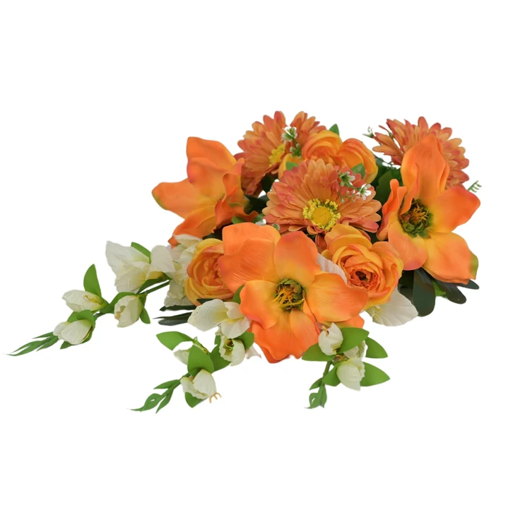 Sztuczny bukiet mieszany z magnolią w kolorze pomarańczowym 70 cm