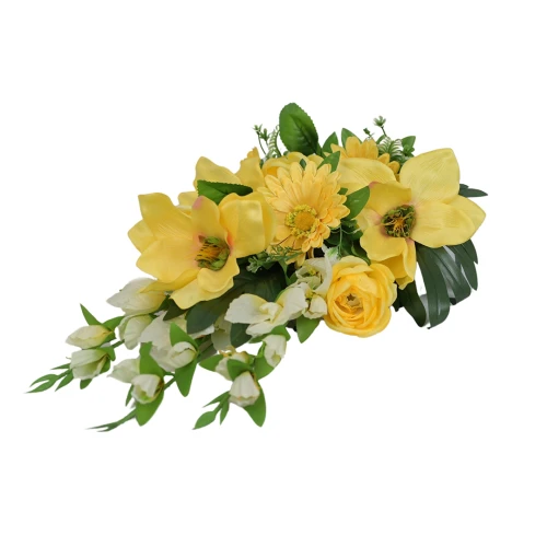 Sztuczny bukiet mieszany z magnolią w kolorze żółtym 70 cm