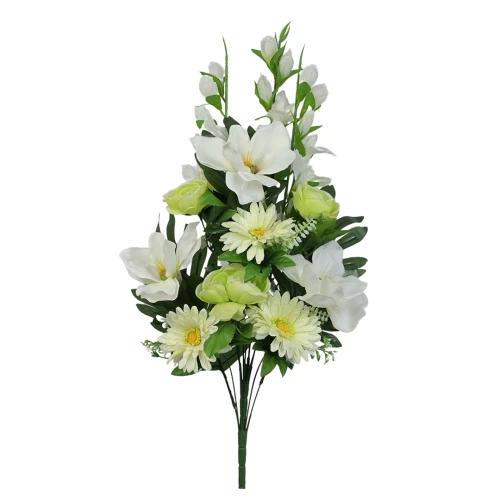 Sztuczny bukiet mieszany z magnolią w kolorze zielonym 70 cm