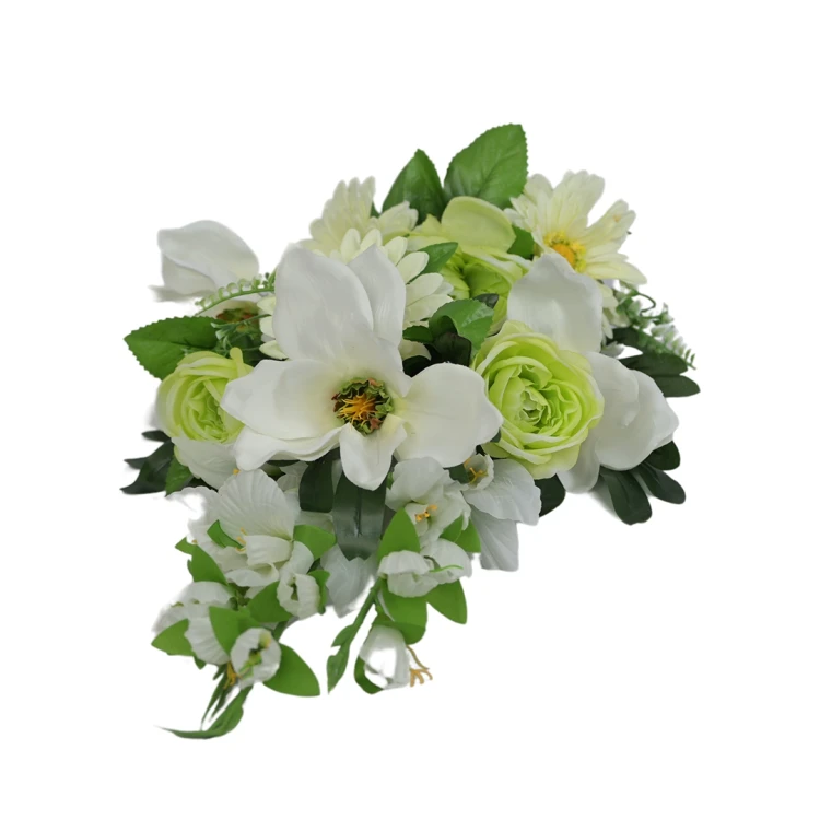 Sztuczny bukiet mieszany z magnolią w kolorze zielonym 70 cm