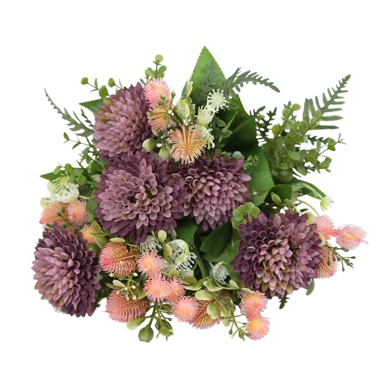 Sztuczny bukiet czosnku z dodatkami w kolorze fioletowym 44 cm