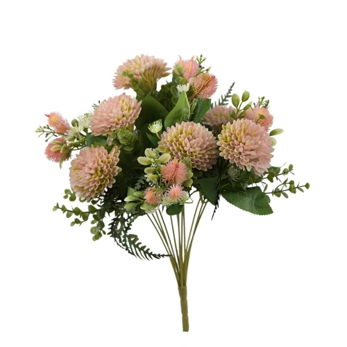 Sztuczny bukiet czosnku z dodatkami w kolorze różowym 44 cm