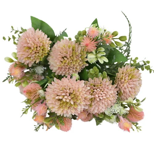 Sztuczny bukiet czosnku z dodatkami w kolorze różowym 44 cm