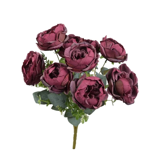 Sztuczny bukiet piwonii x9 w kolorze fuksji 44 cm