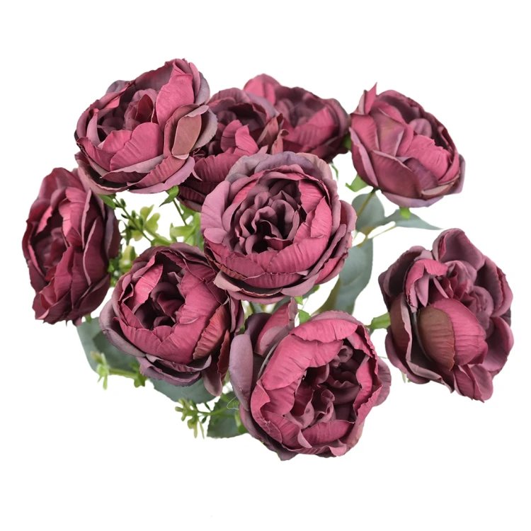 Sztuczny bukiet piwonii x9 w kolorze fuksji 44 cm