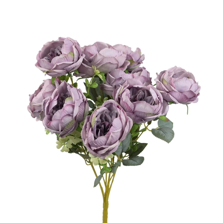 Sztuczny bukiet piwonii x9 w kolorze jasnym fiolecie 44 cm
